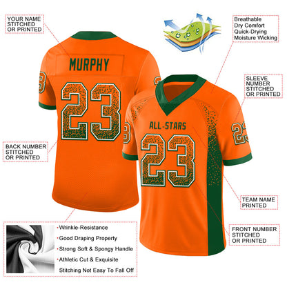 Custom Orange Green-White Mesh Drift Fashion Football Jersey - Sky-Custom