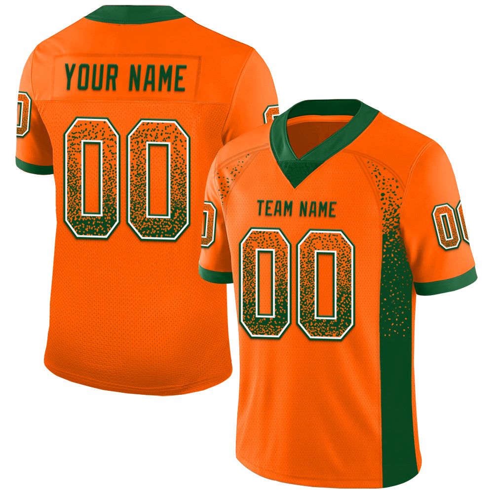 Custom Orange Green-White Mesh Drift Fashion Football Jersey - Sky-Custom