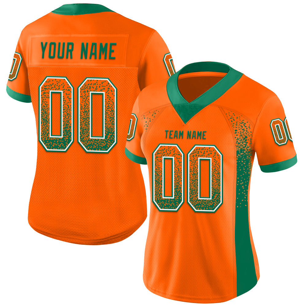 Custom Orange Kelly Green-White Mesh Drift Fashion Football Jersey - Sky-Custom
