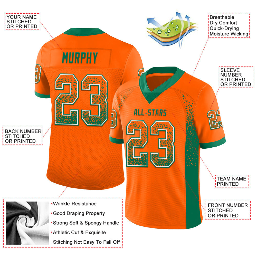 Custom Orange Kelly Green-White Mesh Drift Fashion Football Jersey - Sky-Custom