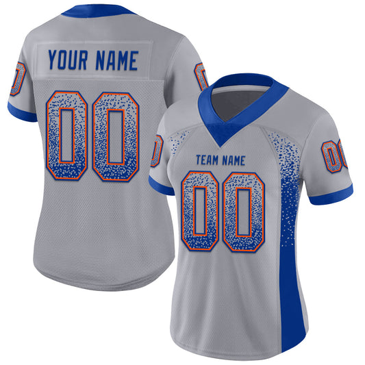 Custom Gray Royal-Orange Mesh Drift Fashion Football Jersey - Sky-Custom