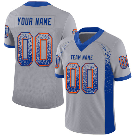 Custom Gray Royal-Orange Mesh Drift Fashion Football Jersey - Sky-Custom