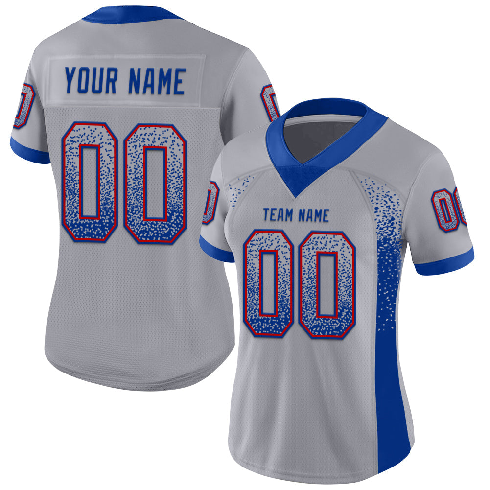 Custom Gray Royal-Red Mesh Drift Fashion Football Jersey - Sky-Custom