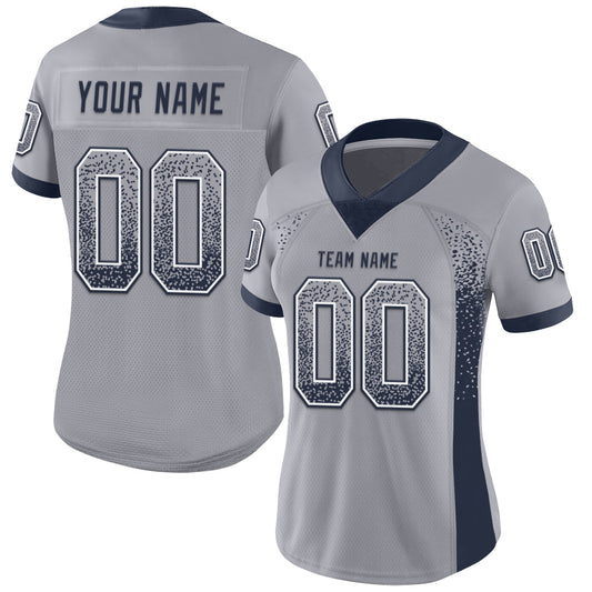 Custom Gray Navy-White Mesh Drift Fashion Football Jersey - Sky-Custom