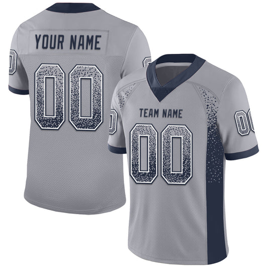 Custom Gray Navy-White Mesh Drift Fashion Football Jersey - Sky-Custom