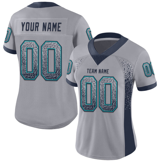 Custom Gray Navy-Teal Mesh Drift Fashion Football Jersey - Sky-Custom
