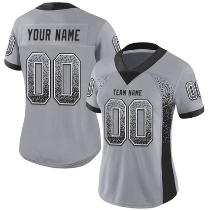 Custom Gray Black-White Mesh Drift Fashion Football Jersey - Sky-Custom