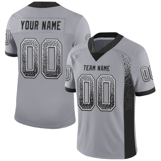 Custom Gray Black-White Mesh Drift Fashion Football Jersey - Sky-Custom