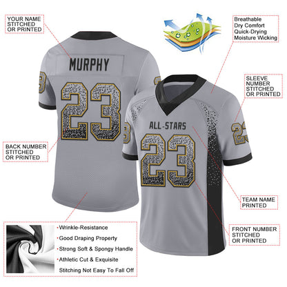 Custom Gray Black-Old Gold Mesh Drift Fashion Football Jersey - Sky-Custom
