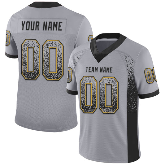 Custom Gray Black-Old Gold Mesh Drift Fashion Football Jersey - Sky-Custom