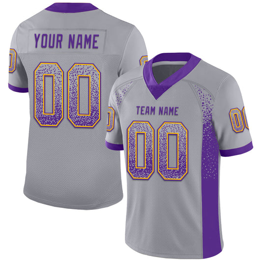 Custom Gray Purple-Gold Mesh Drift Fashion Football Jersey - Sky-Custom