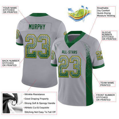 Custom Gray Green-Gold Mesh Drift Fashion Football Jersey - Sky-Custom