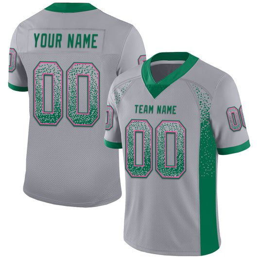 Custom Gray Kelly Green-Pink Mesh Drift Fashion Football Jersey - Sky-Custom