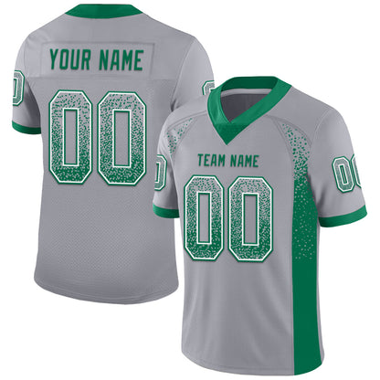Custom Gray Kelly Green-White Mesh Drift Fashion Football Jersey - Sky-Custom