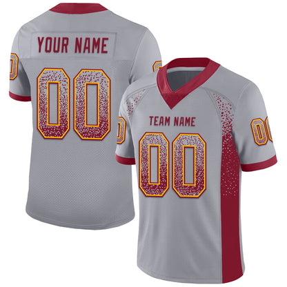 Custom Gray Crimson-Gold Mesh Drift Fashion Football Jersey - Sky-Custom