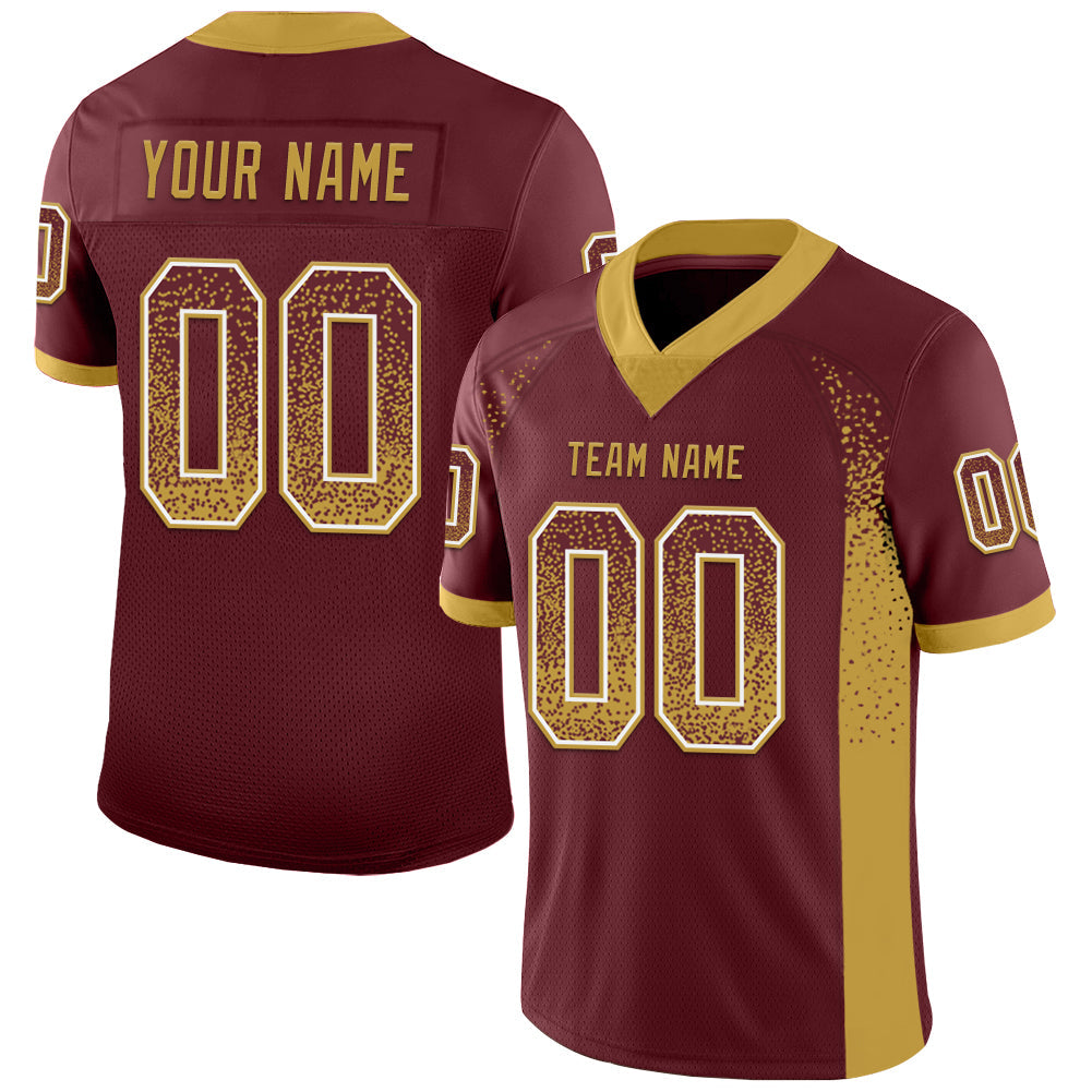 Custom Burgundy Old Gold-White Mesh Drift Fashion Football Jersey - Sky-Custom