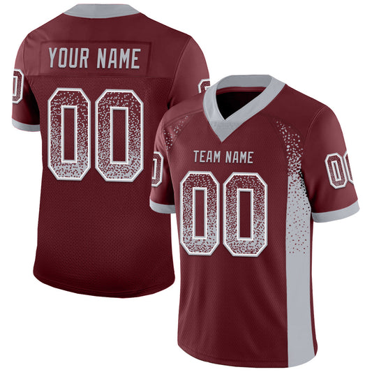 Custom Burgundy Gray-White Mesh Drift Fashion Football Jersey - Sky-Custom