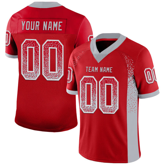 Custom Red Gray-White Mesh Drift Fashion Football Jersey - Sky-Custom