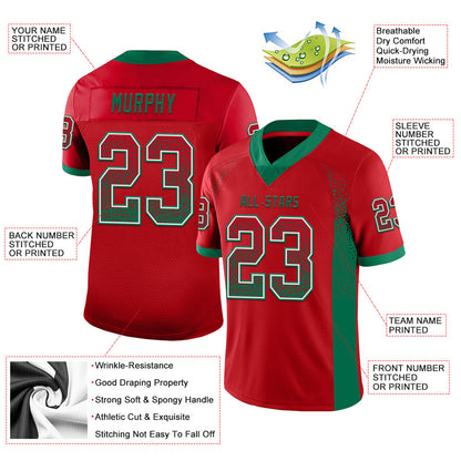 Custom Red Kelly Green-White Mesh Drift Fashion Football Jersey - Sky-Custom