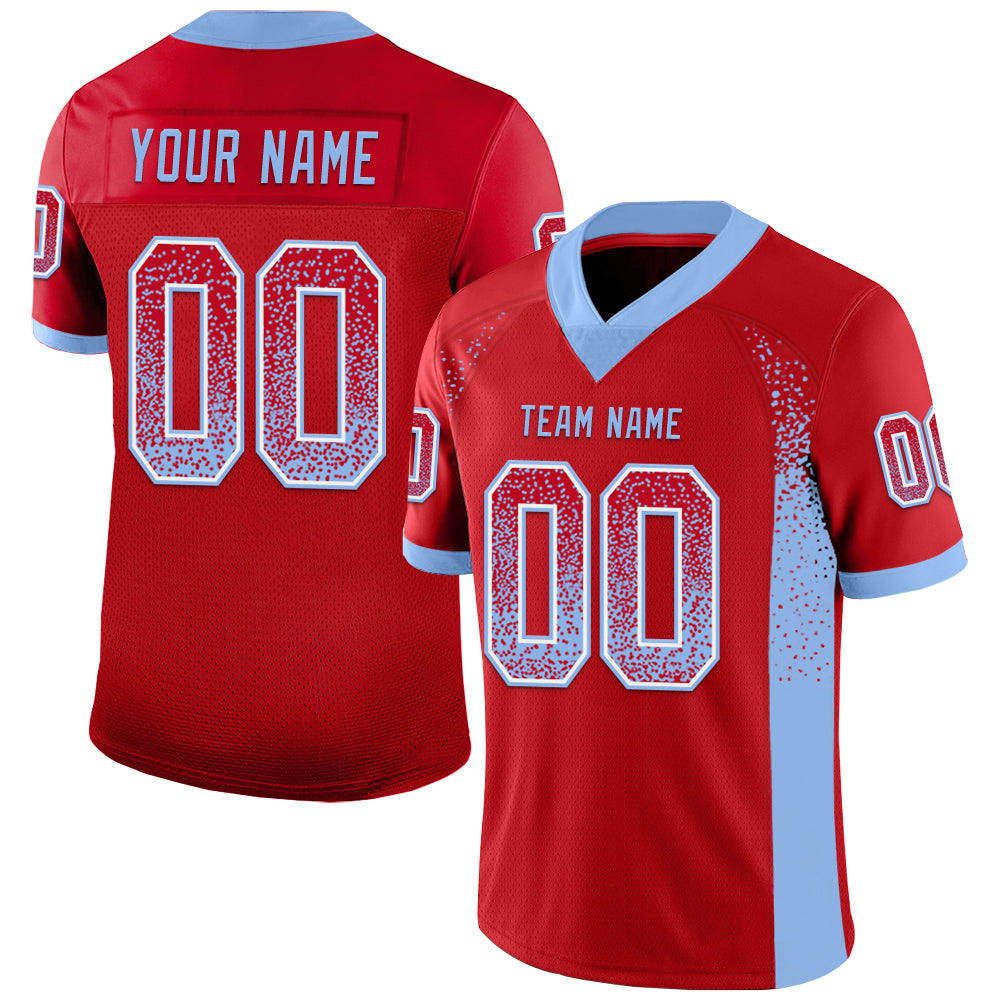 Custom Red Light Blue-White Mesh Drift Fashion Football Jersey - Sky-Custom