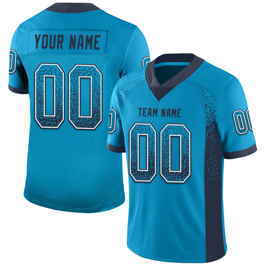 Custom Panther Blue Navy-White Mesh Drift Fashion Football Jersey - Sky-Custom