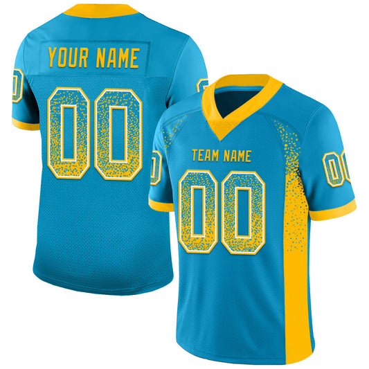 Custom Panther Blue Gold-White Mesh Drift Fashion Football Jersey - Sky-Custom