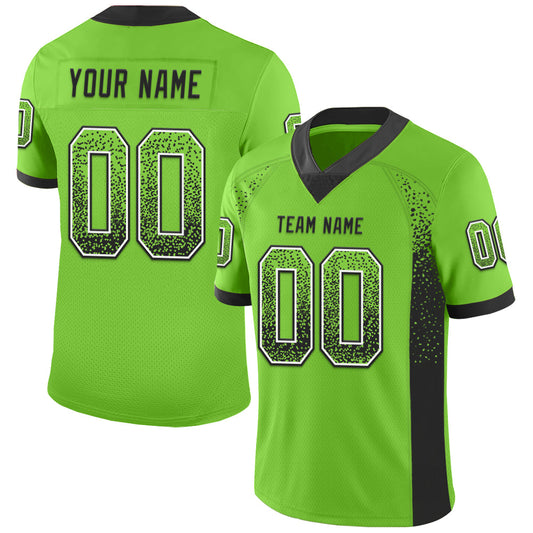 Custom Neon Green Black-White Mesh Drift Fashion Football Jersey - Sky-Custom