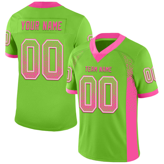 Custom Neon Green Pink-White Mesh Drift Fashion Football Jersey - Sky-Custom