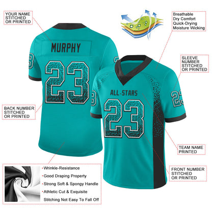Custom Aqua Black-White Mesh Drift Fashion Football Jersey - Sky-Custom