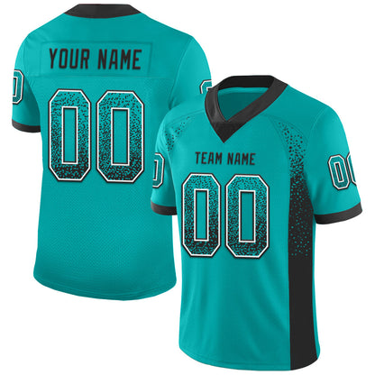 Custom Aqua Black-White Mesh Drift Fashion Football Jersey - Sky-Custom