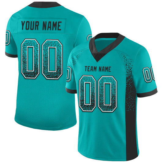 Custom Aqua Black-White Mesh Drift Fashion Football Jersey - Sky-Custom