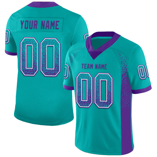 Custom Aqua Purple-White Mesh Drift Fashion Football Jersey - Sky-Custom
