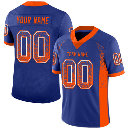 Custom Royal Orange-White Mesh Drift Fashion Football Jersey - Sky-Custom