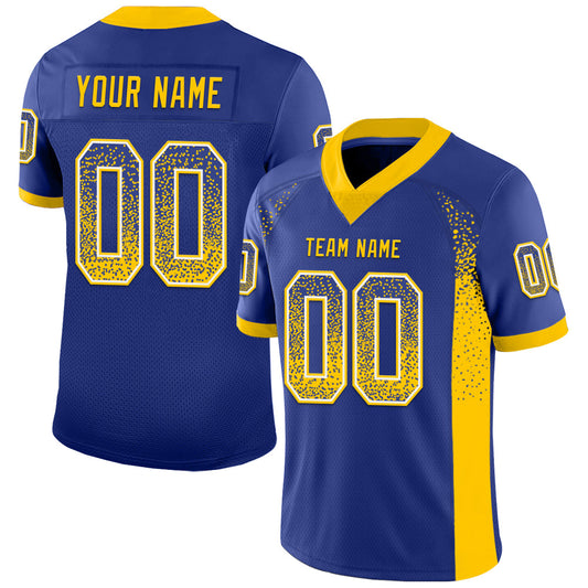 Custom Royal Yellow-White Mesh Drift Fashion Football Jersey - Sky-Custom