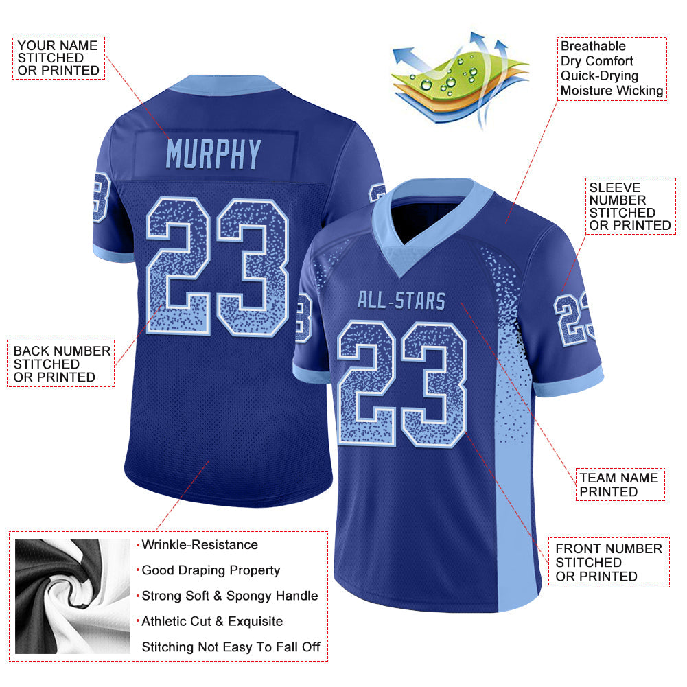 Custom Royal Light Blue-White Mesh Drift Fashion Football Jersey - Sky-Custom