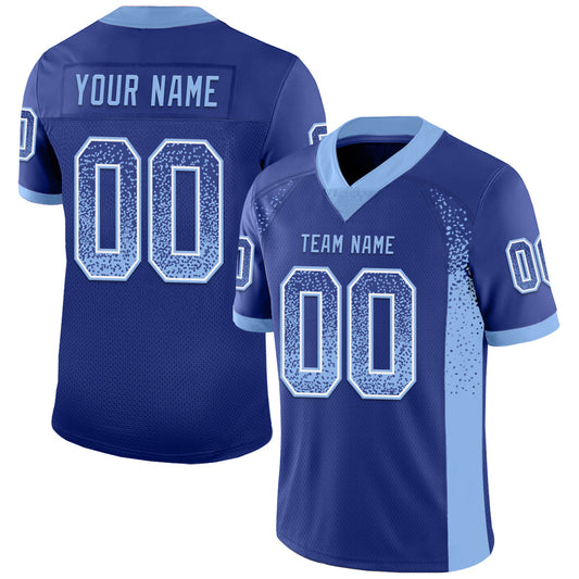 Custom Royal Light Blue-White Mesh Drift Fashion Football Jersey - Sky-Custom