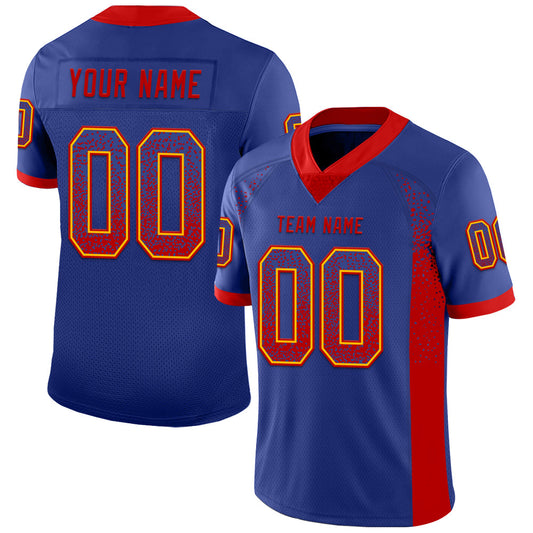 Custom Royal Red-Gold Mesh Drift Fashion Football Jersey - Sky-Custom