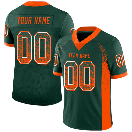 Custom Green Orange-White Mesh Drift Fashion Football Jersey - Sky-Custom