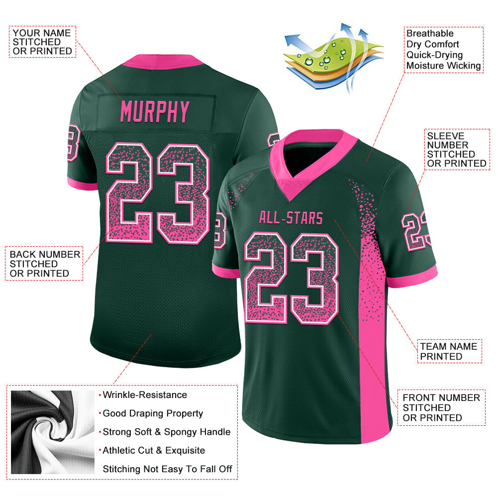 Custom Green Pink-White Mesh Drift Fashion Football Jersey - Sky-Custom