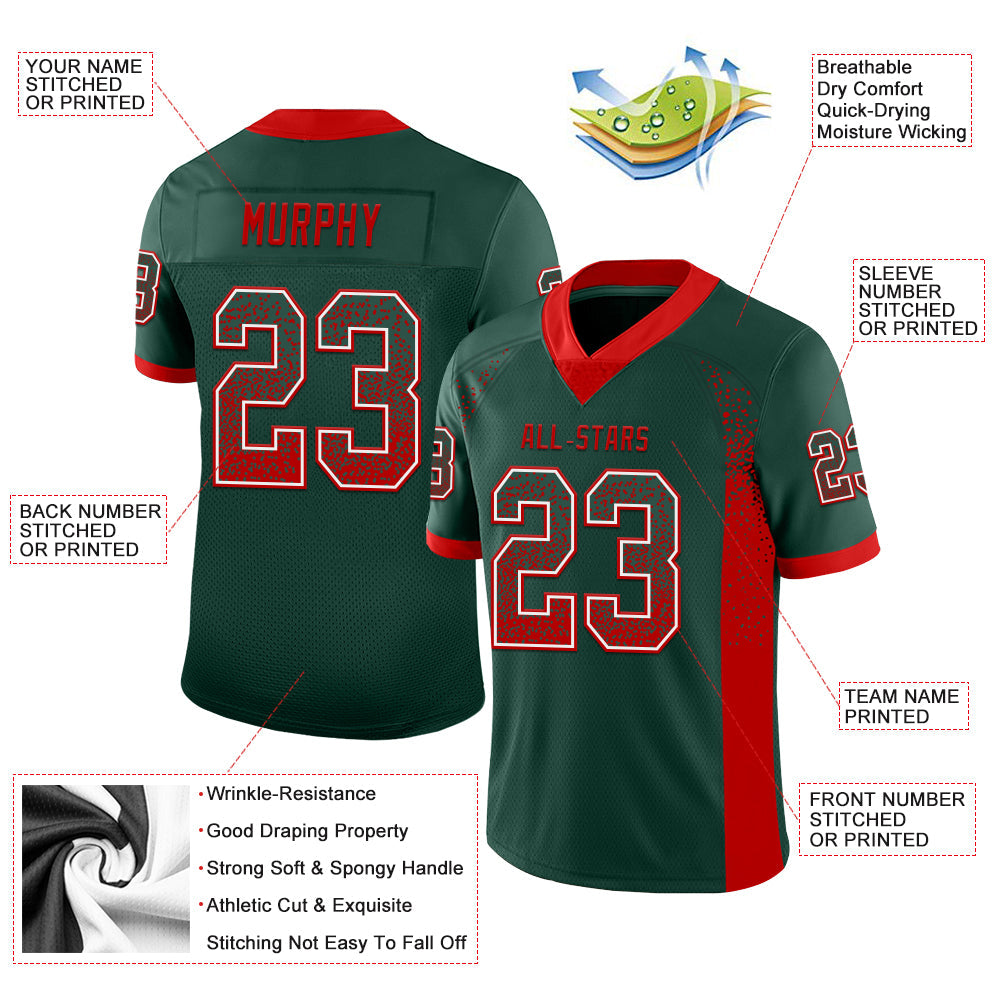 Custom Green Red-White Mesh Drift Fashion Football Jersey - Sky-Custom