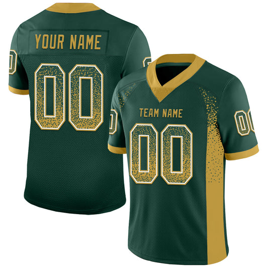 Custom Green Old Gold-White Mesh Drift Fashion Football Jersey - Sky-Custom