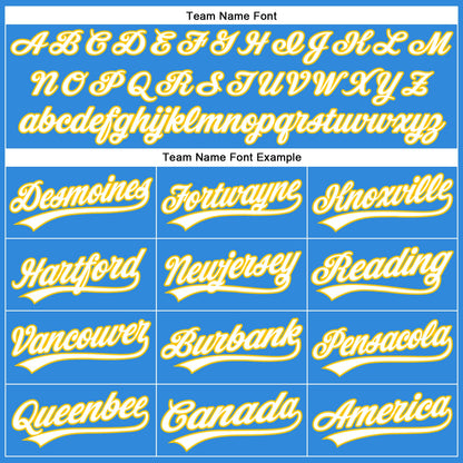 Custom Electric Blue White-Yellow Authentic Baseball Jersey - Sky-Custom