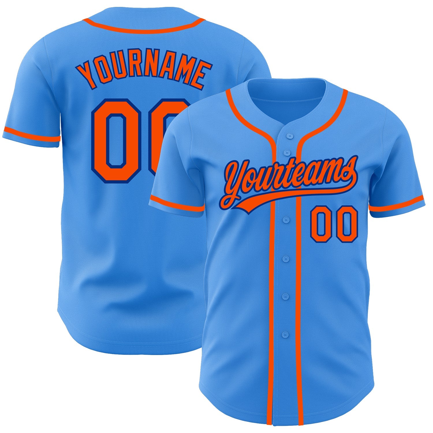 Custom Electric Blue Orange-Royal Authentic Baseball Jersey - Sky-Custom