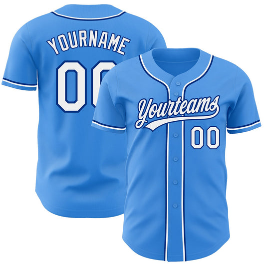Custom Electric Blue White-Royal Authentic Baseball Jersey - Sky-Custom