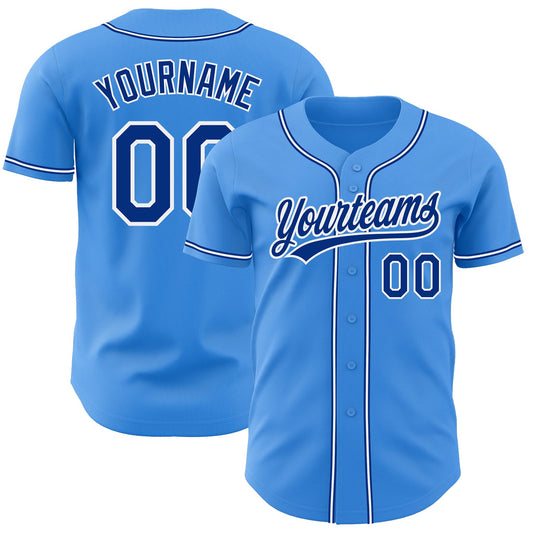 Custom Electric Blue Royal-White Authentic Baseball Jersey - Sky-Custom