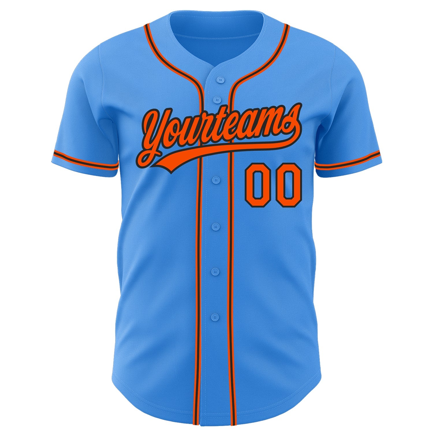 Custom Electric Blue Orange-Black Authentic Baseball Jersey - Sky-Custom