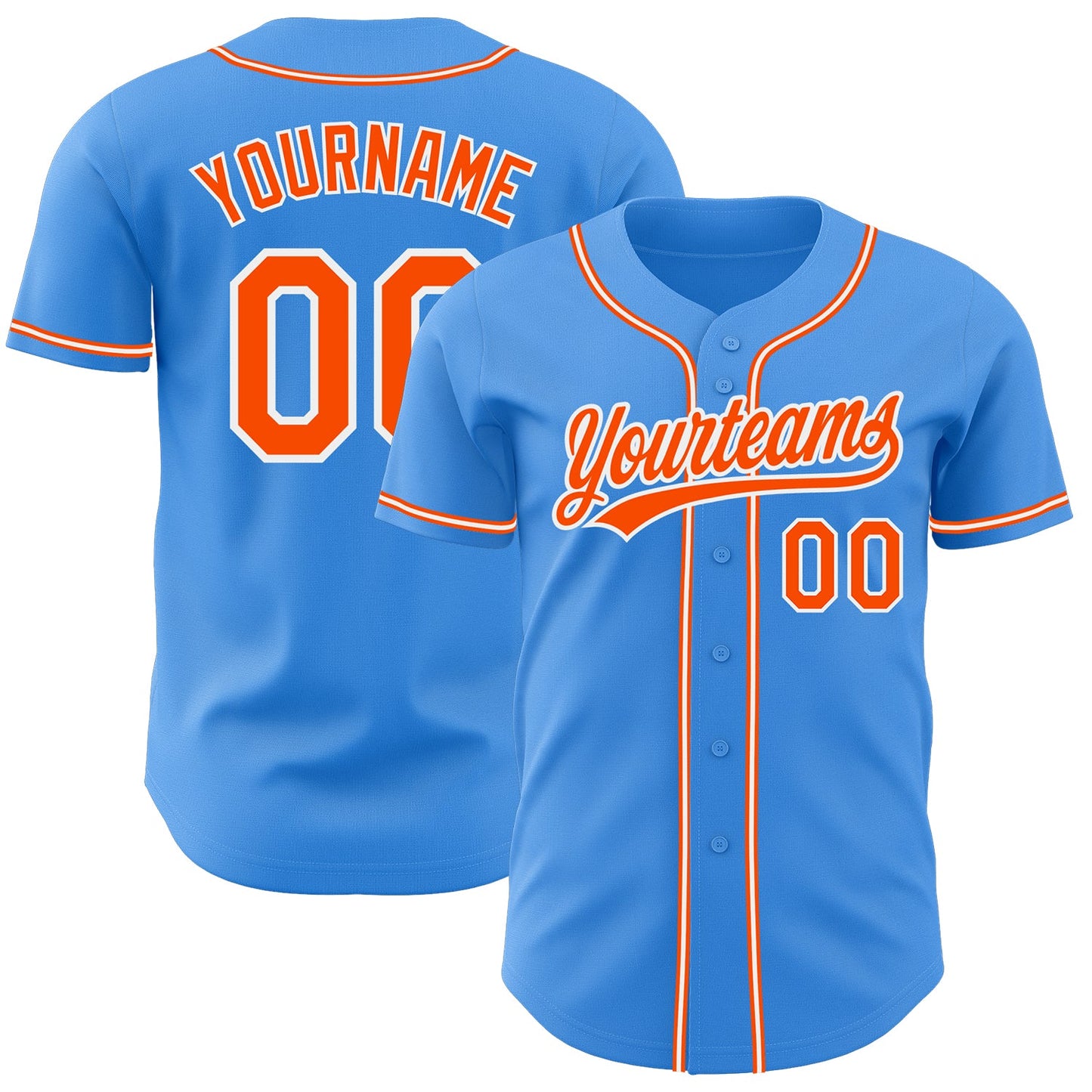 Custom Electric Blue Orange-White Authentic Baseball Jersey - Sky-Custom