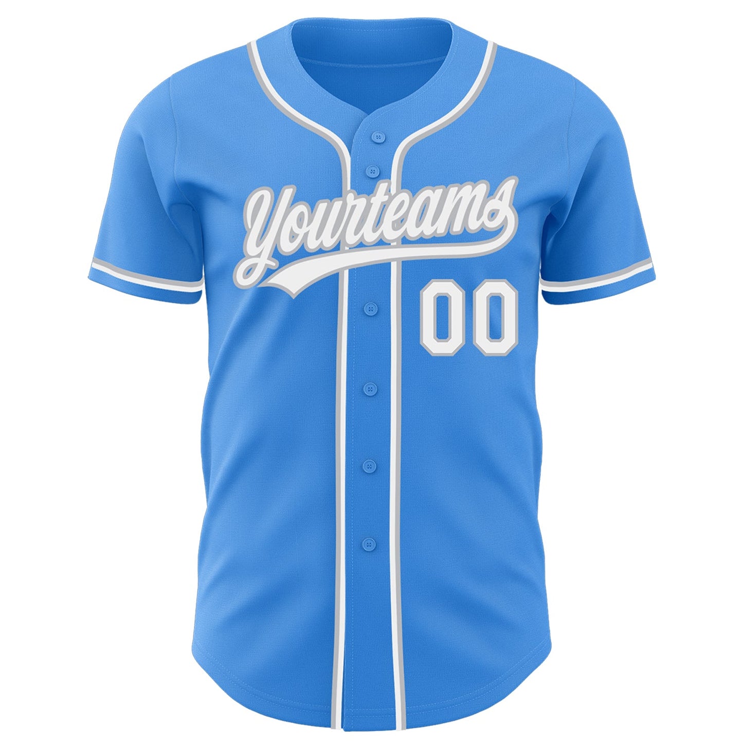 Custom Electric Blue White-Gray Authentic Baseball Jersey - Sky-Custom