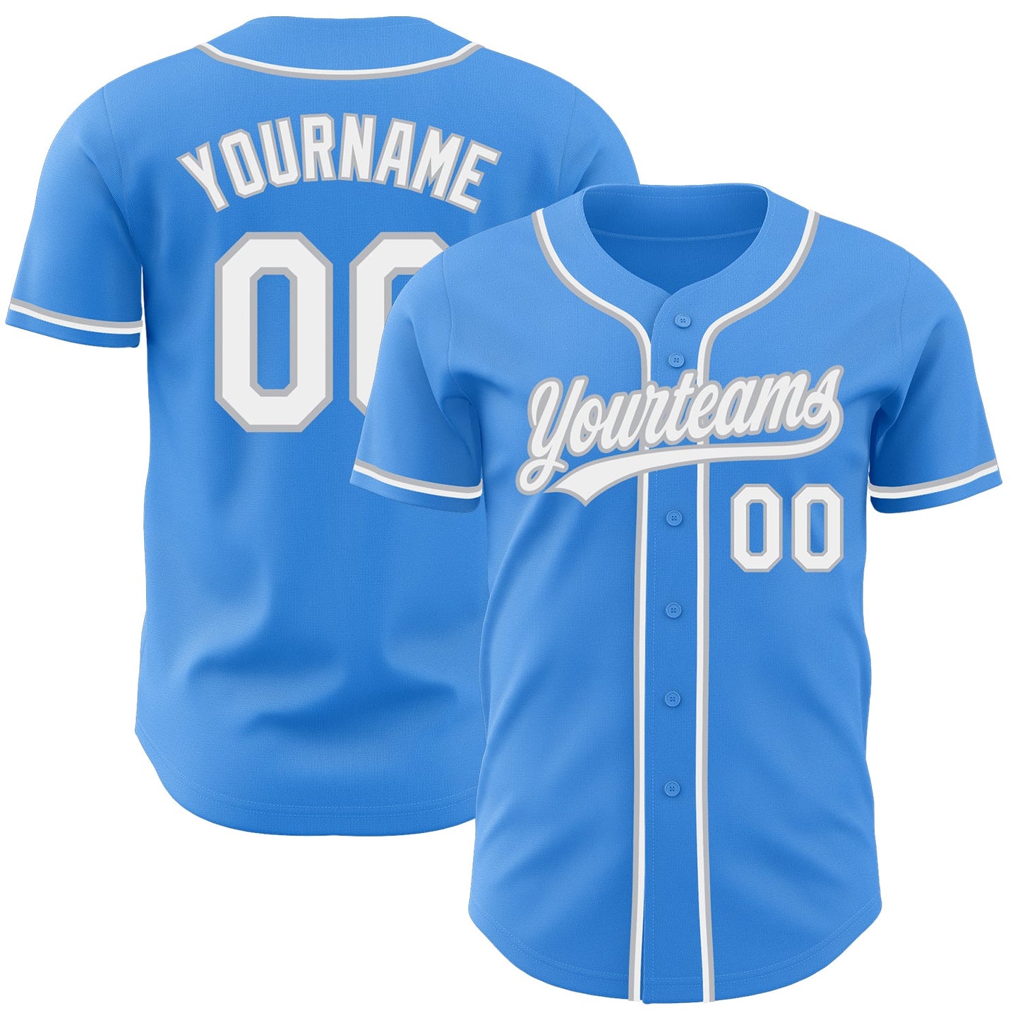 Custom Electric Blue White-Gray Authentic Baseball Jersey - Sky-Custom