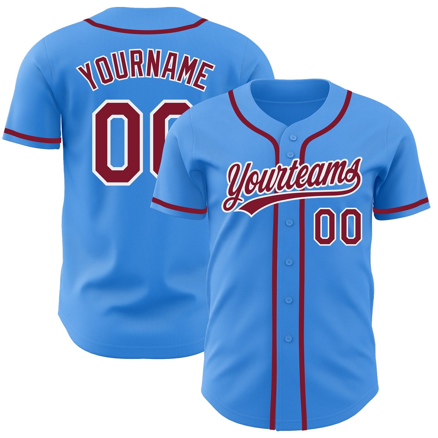 Custom Electric Blue Crimson-White Authentic Baseball Jersey - Sky-Custom